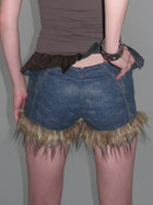 Thea Faux Fur Shorts Blue
