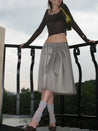 PROD  2023 WINTER XS / gray / In-stock Gray Pleated Midi Skirt