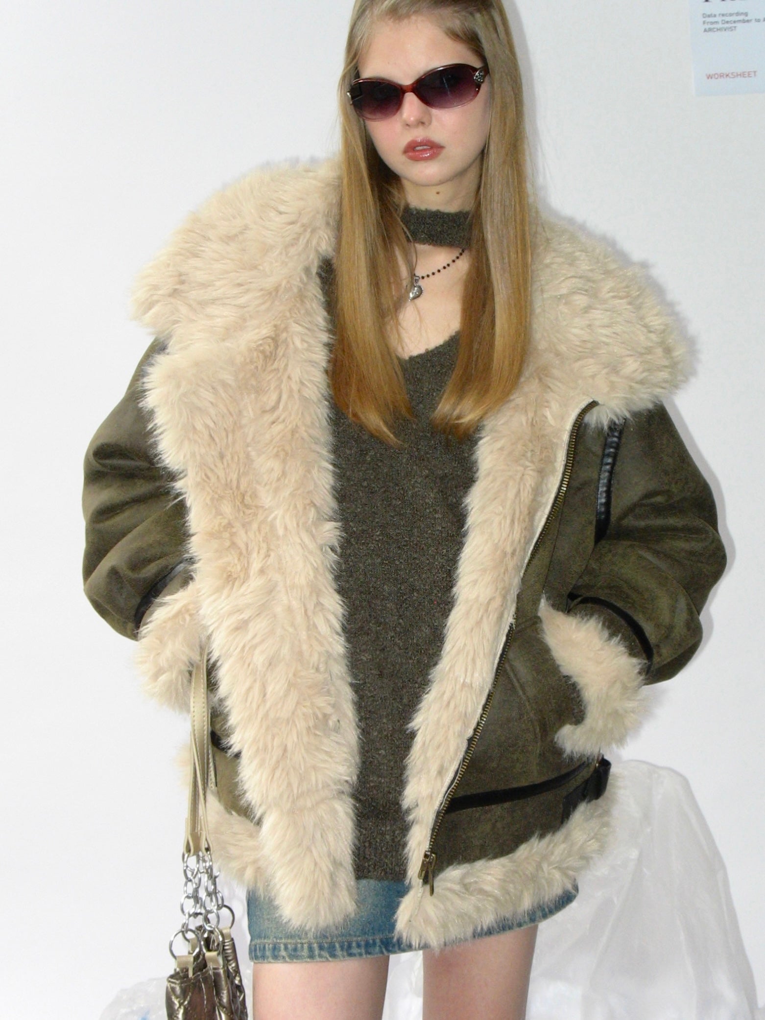  In-stock Faux Fur Leather Coat