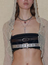 PROD 2024 Pre-spring Chained Embellished Denim Bra Top With Belts