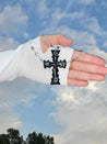 PROD 2024 Pre-spring Double chains / Black / In-stock Black Cross  Punk Necklace