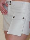 PROD 2024 Pre-spring Faux Leather Large Pockets Mini Skirt