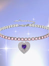 PROD 2024 Pre-spring One Size / Purple / In-stock Shiny Heart Y2K Cubic Zirconia Necklace