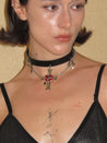 PROD 2024 Pre-spring One Size / Red Heart / In-stock Punk Velvet Red Heart Faux Leather dainty Choker