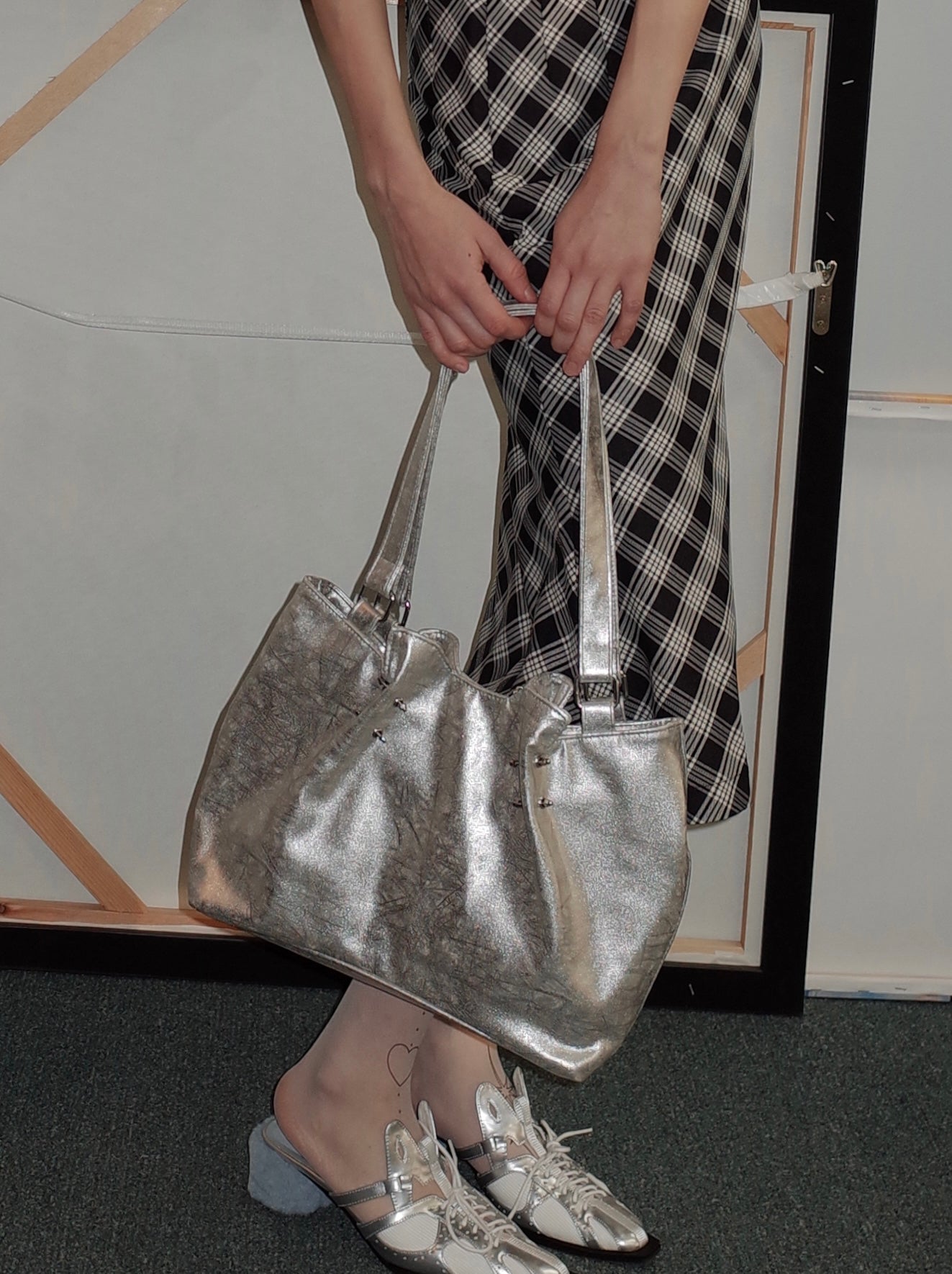 PROD 2024 Pre-spring One Size / Silver / In-stock Silver Chain Tote Bag