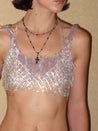 PROD 2024 Pre-spring One Size / Sliver / In-stock Bra with Rhinestone-Embedded Chains