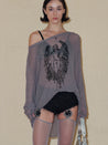 PROD 2024 Pre-spring One Size（XS-L） / Gray / In-stock Semi-Sheer Angel Long sleeve