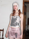 PROD 2024 Pre-spring Satin Kitty Pattern Mini Skirt