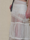 PROD 2024 Pre-spring Semi-sheer Tiered Skirt（With Lace Shorts）