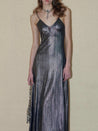 PROD 2024 Pre-spring Silver Metallic V-Neck Backless Dress