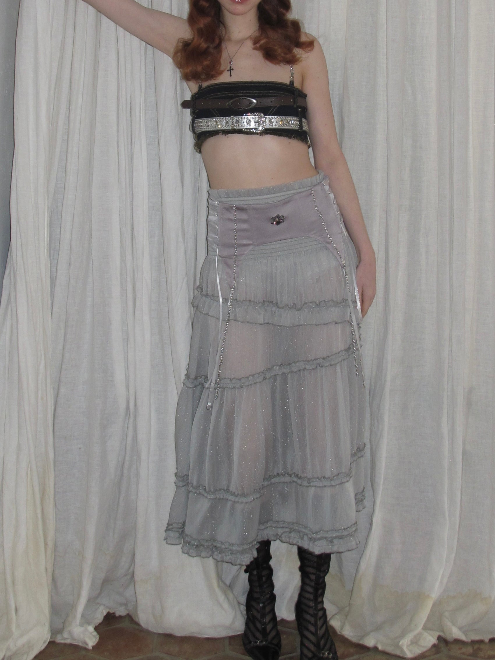  In-stock Semi-sheer Tiered Skirt（With Lace Shorts）