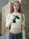 PROD Bldg 2023 winter 2 Plush Rabbit Short Sweater with Sleevelets