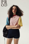 PROD Bldg Colorblock T-Shirt Blank Colorblock T-Shirt / Pink Yellow & Light Blue