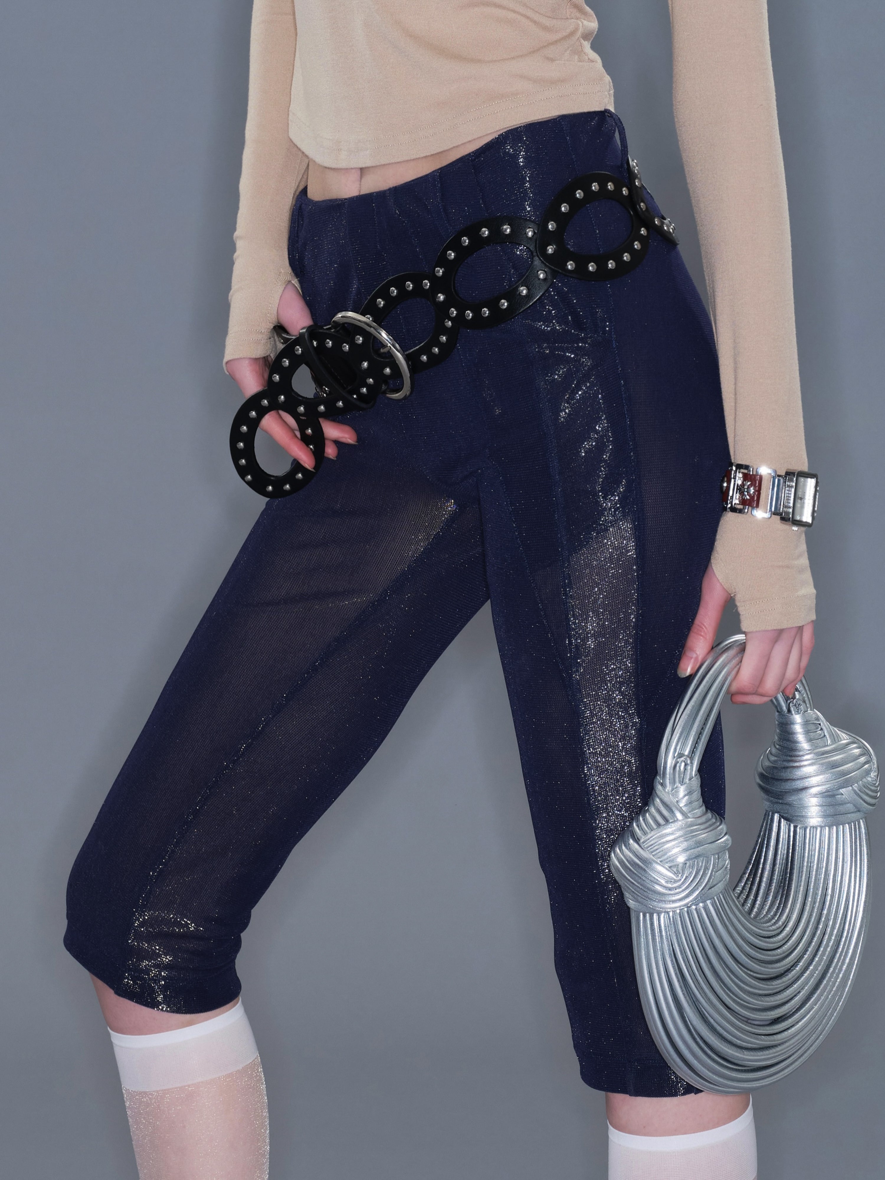 Hollow-out Belt with Studs