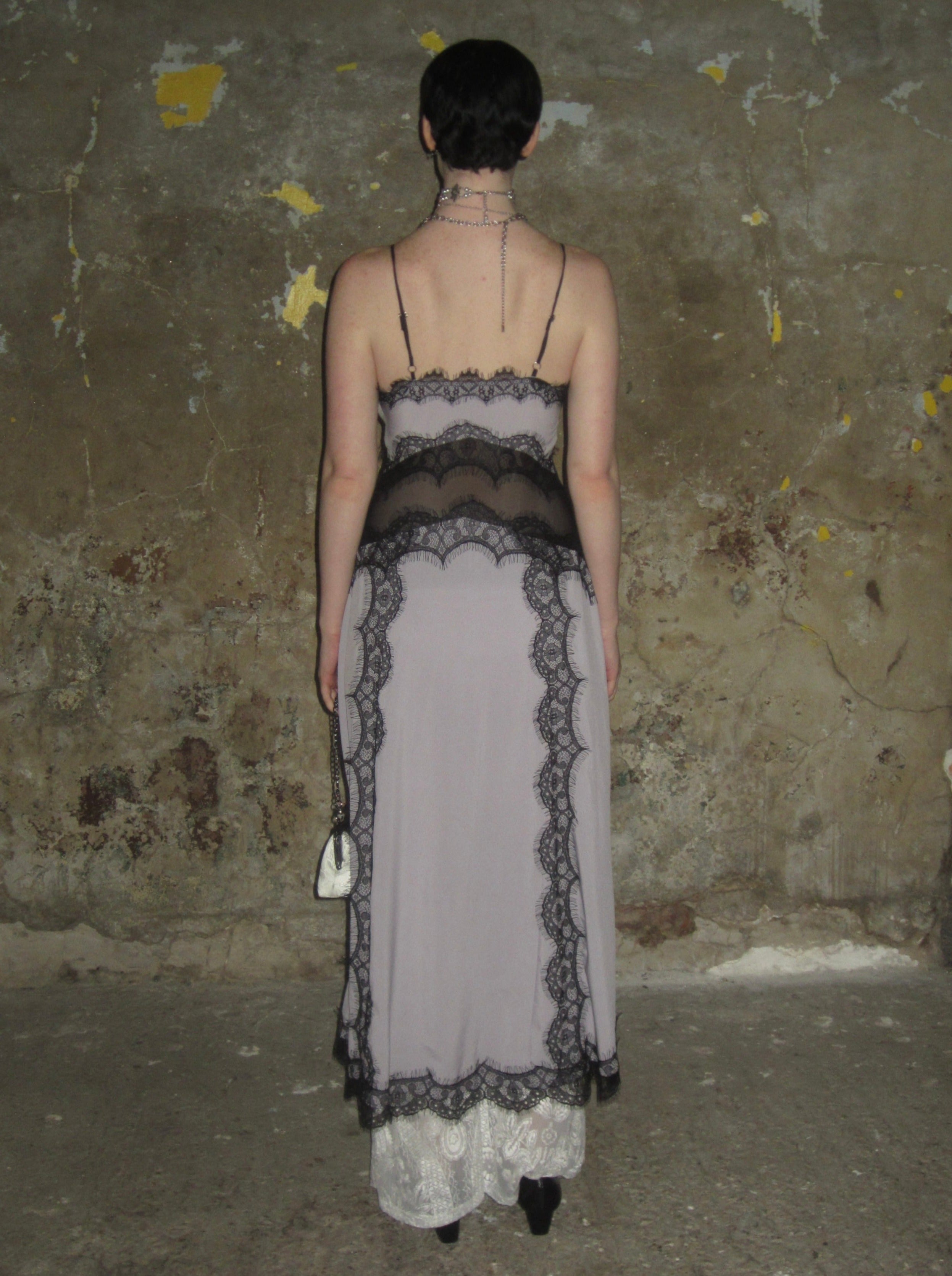 Convertible Lace Camisole Dress /Purple-black