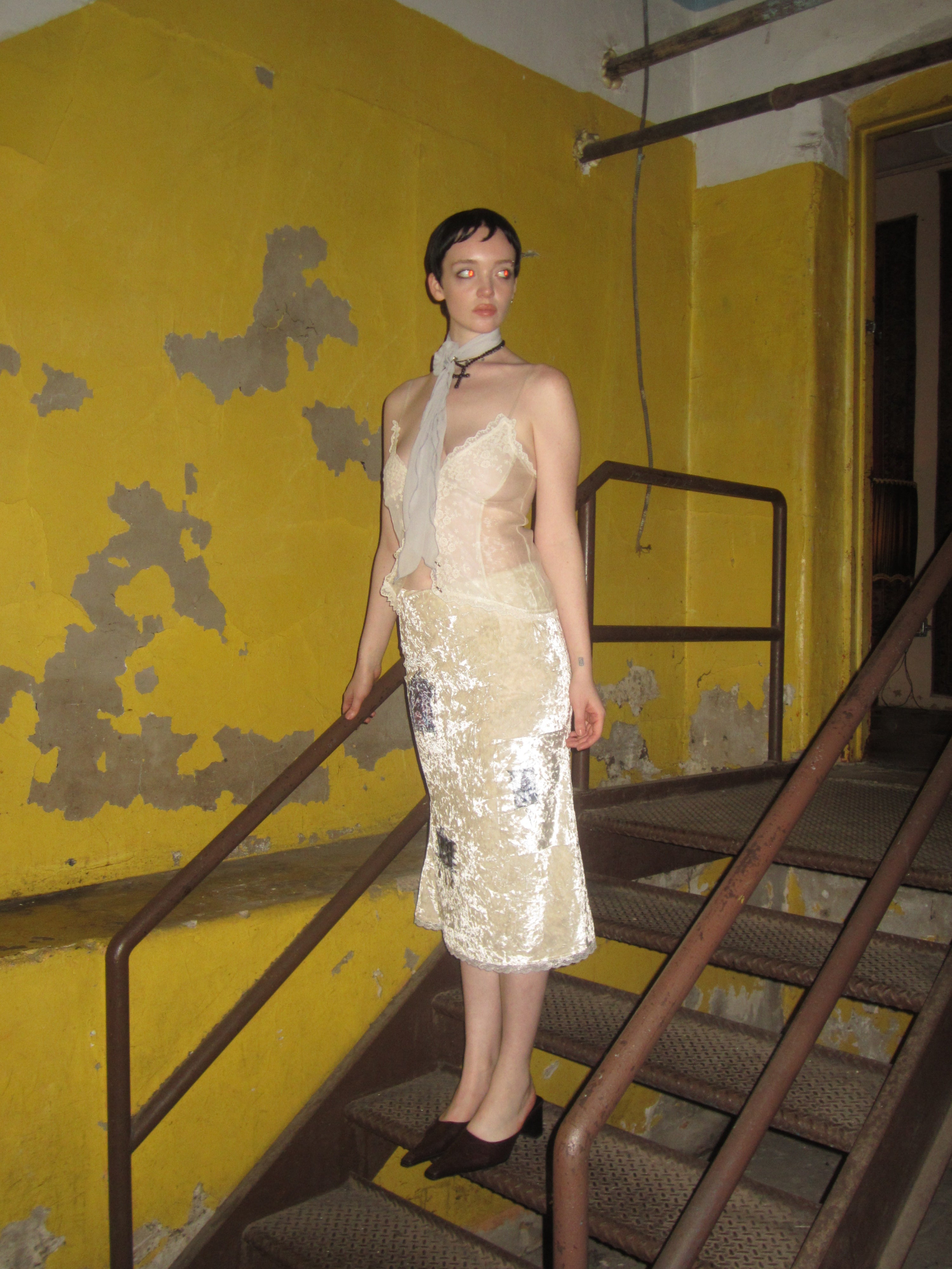 Velvet Printed Midi Skirt