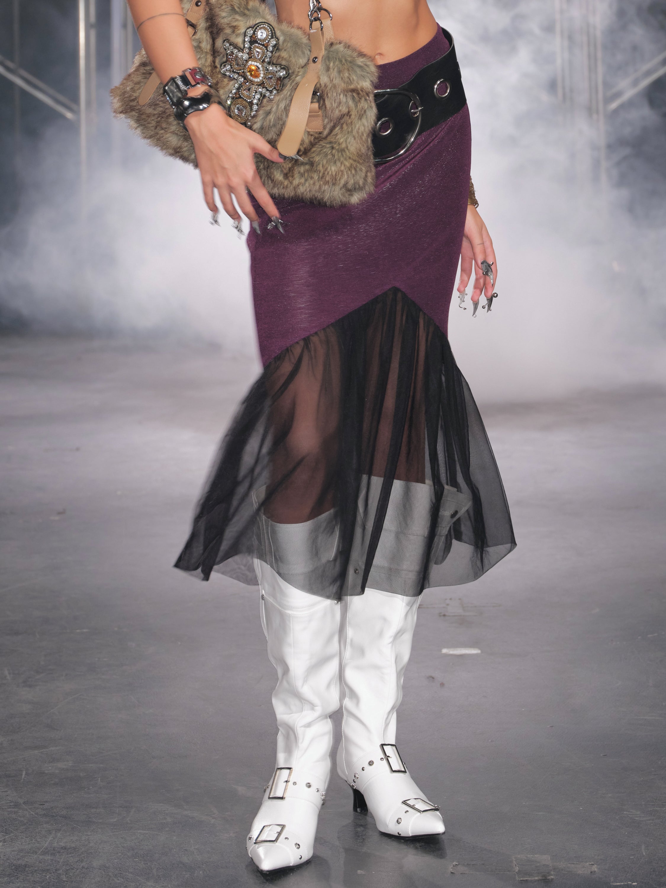Luna Sheer Mesh Skirt Purple