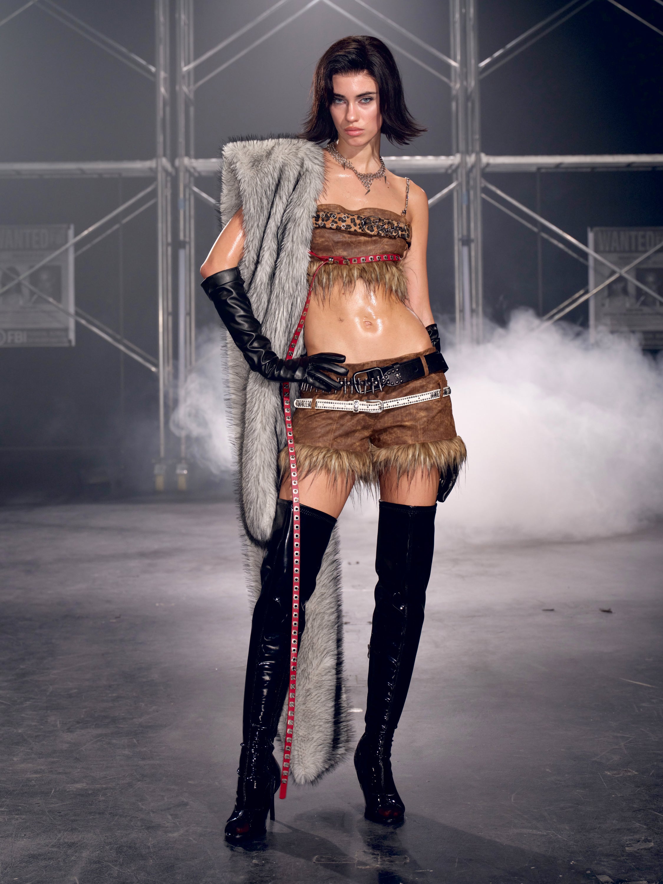 Thea Faux Fur Shorts Brown