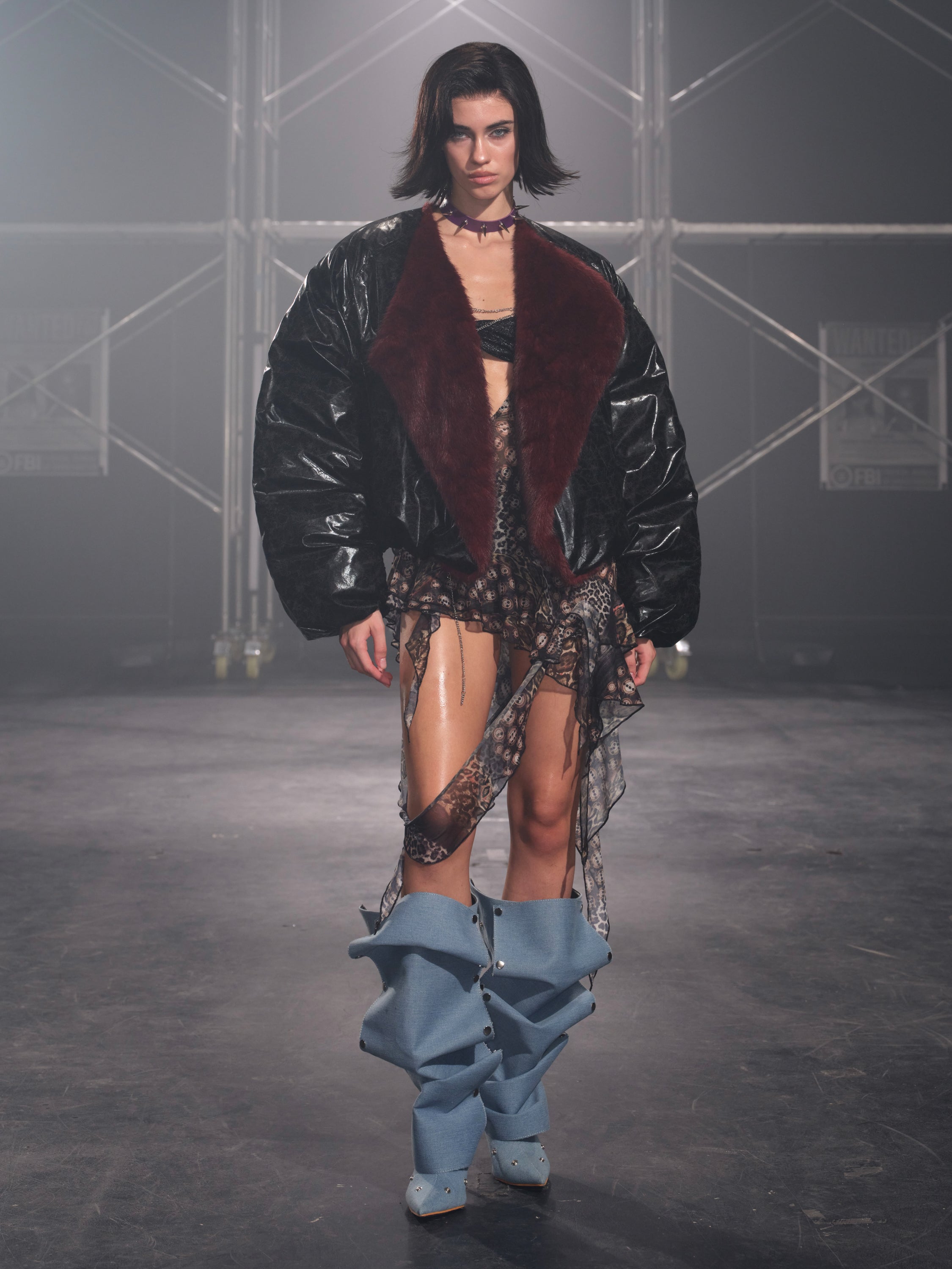 Glacier Faux Fur Trim Puffer Jacket Black