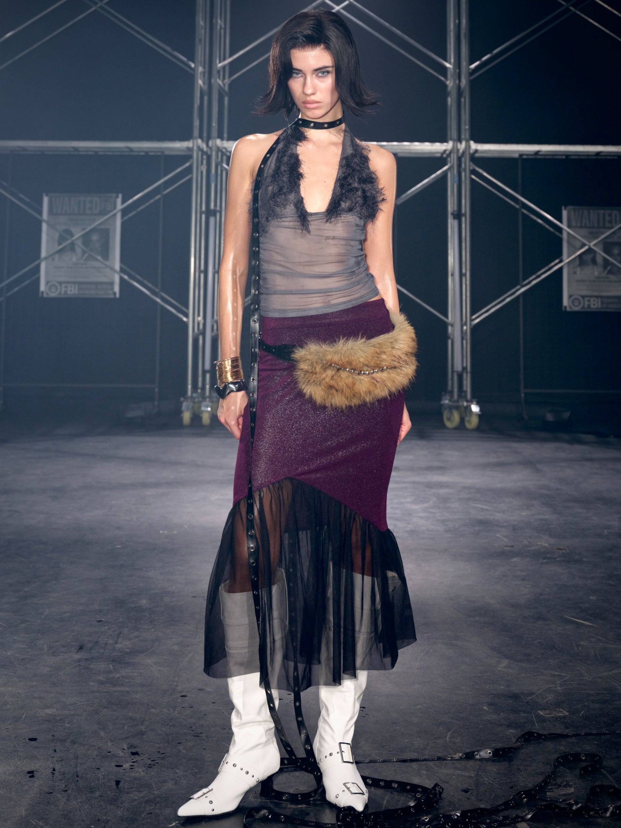 Luna Sheer Mesh Skirt Purple