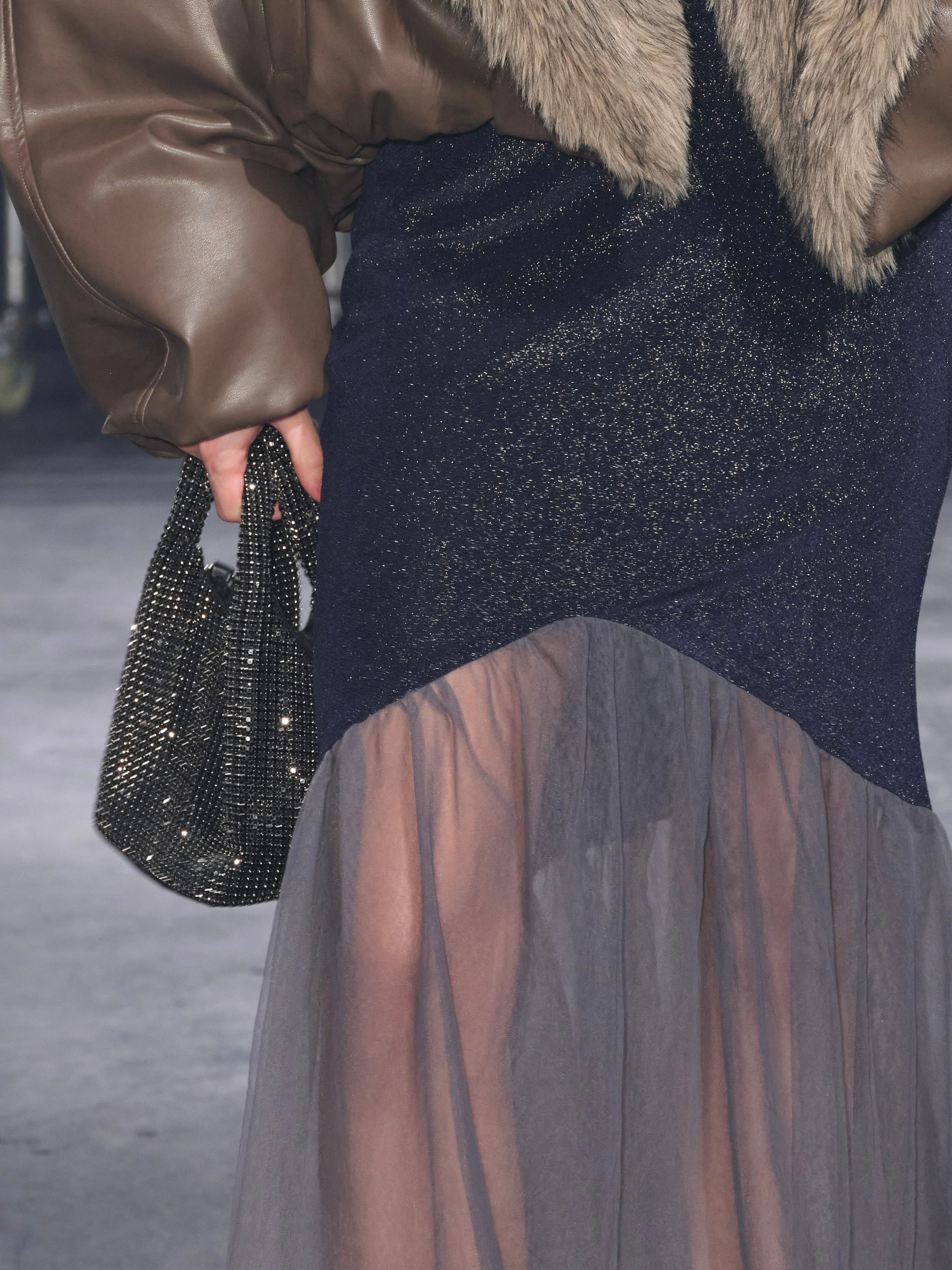 Luna Sheer Mesh Skirt Navy