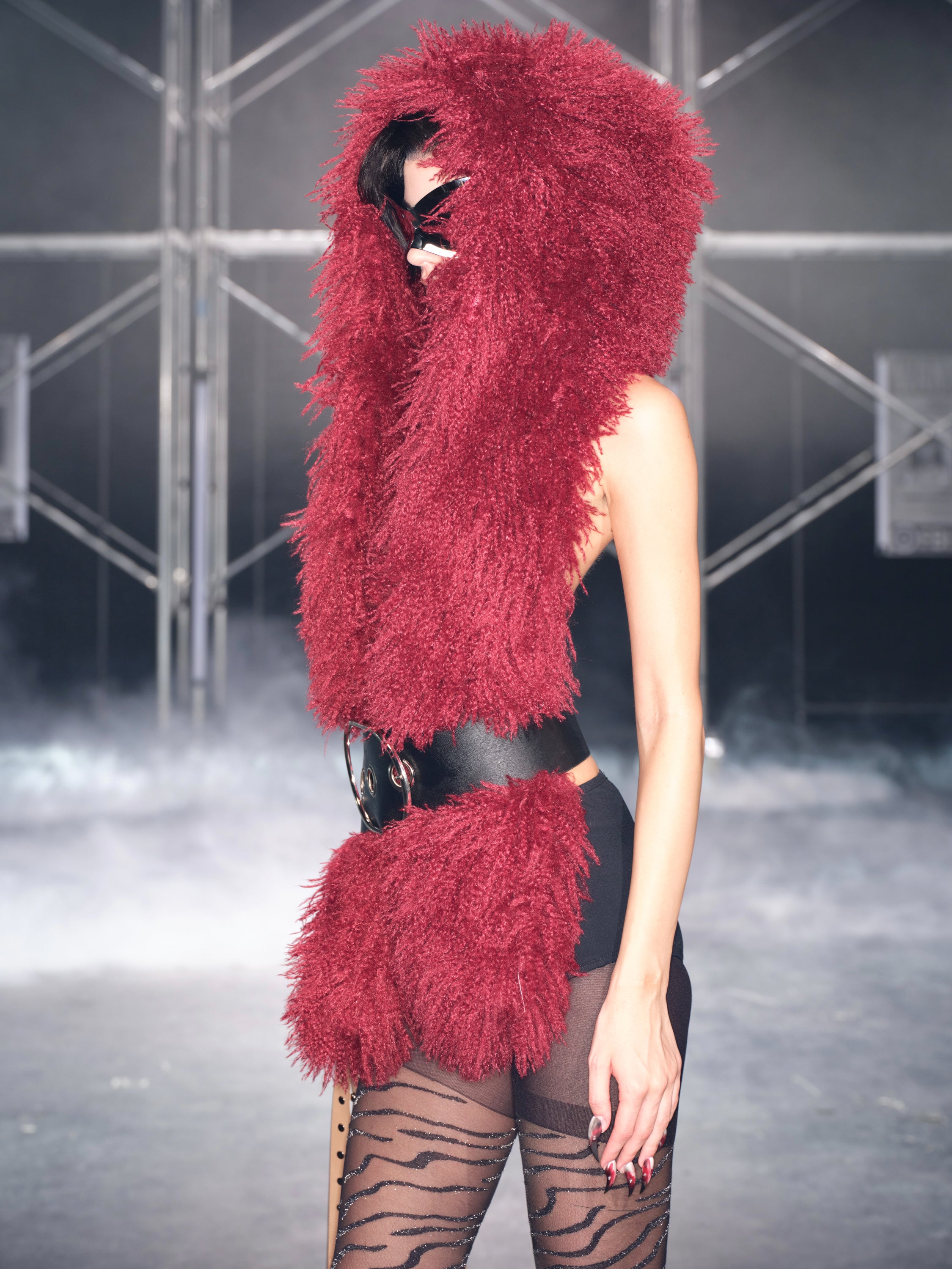 Wildfire Hooded Wrap Top (With Belt) Red