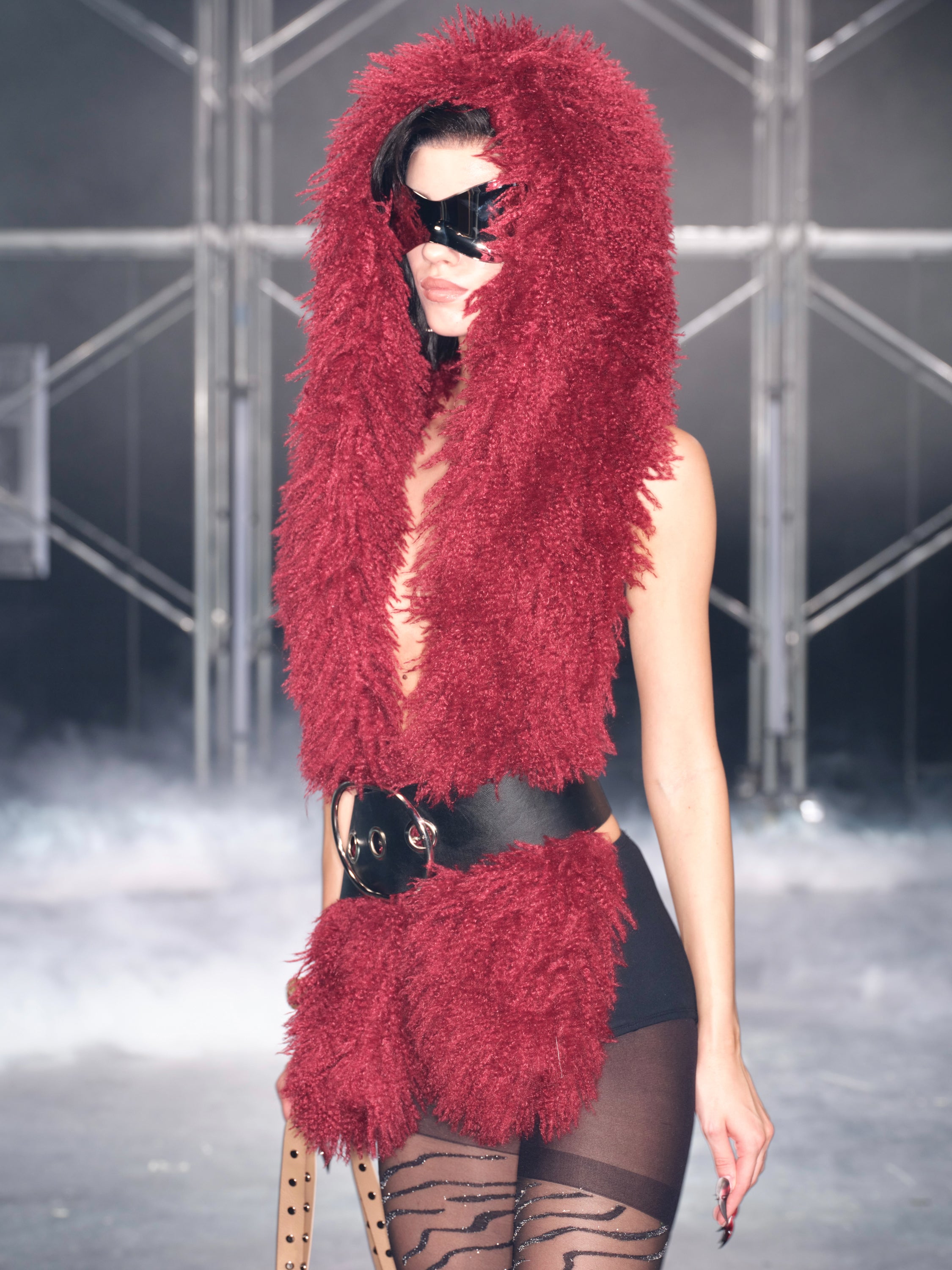 Wildfire Hooded Wrap Top (With Belt) Red