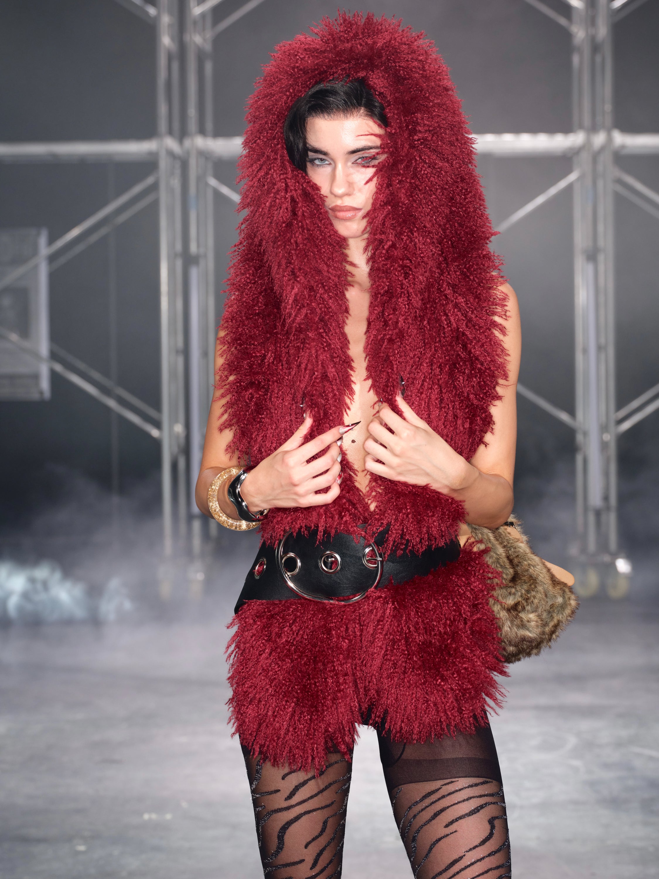 Wildfire Hooded Wrap Top (With Belt) Red