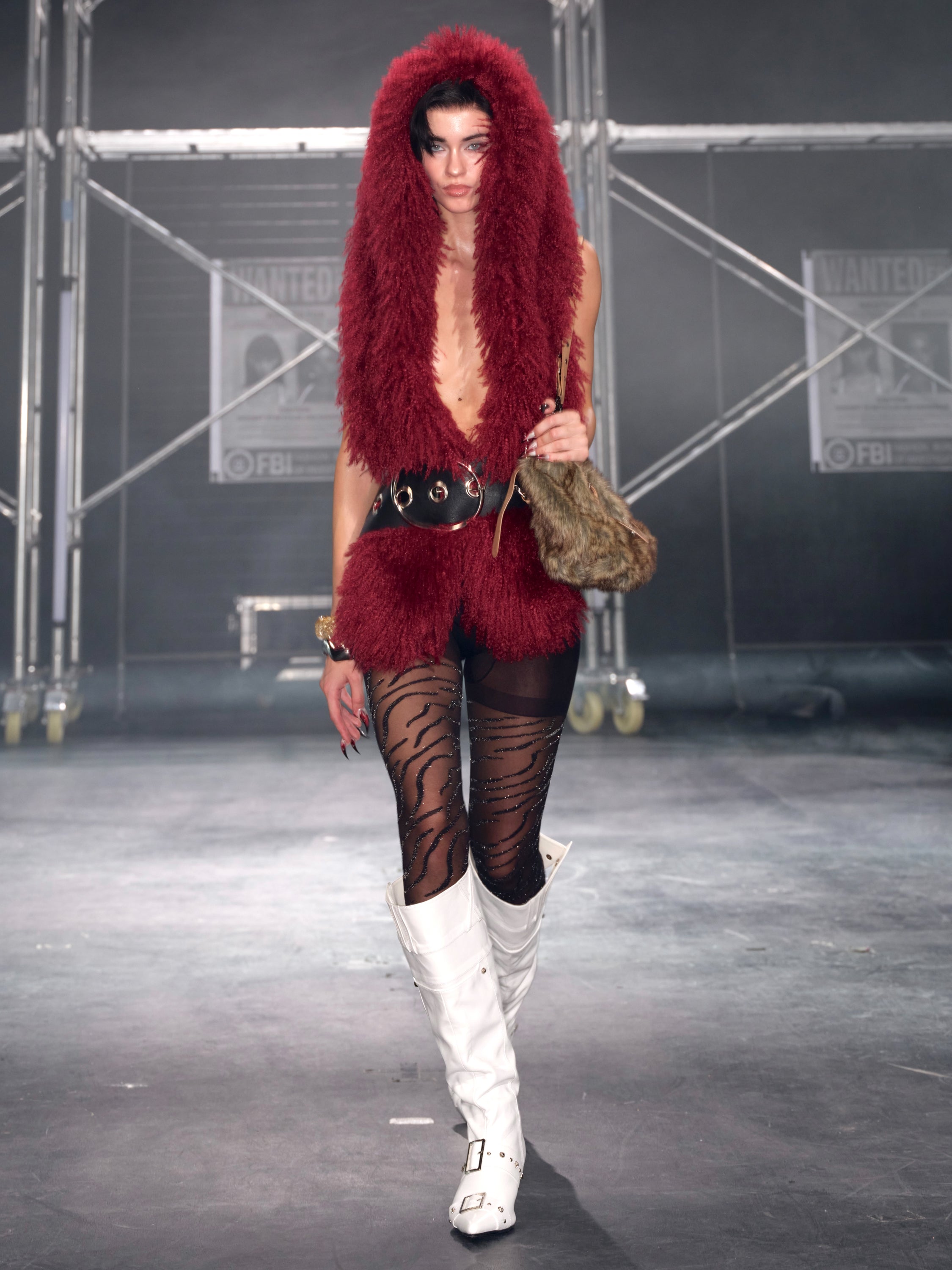 Wildfire Hooded Wrap Top (With Belt) Red