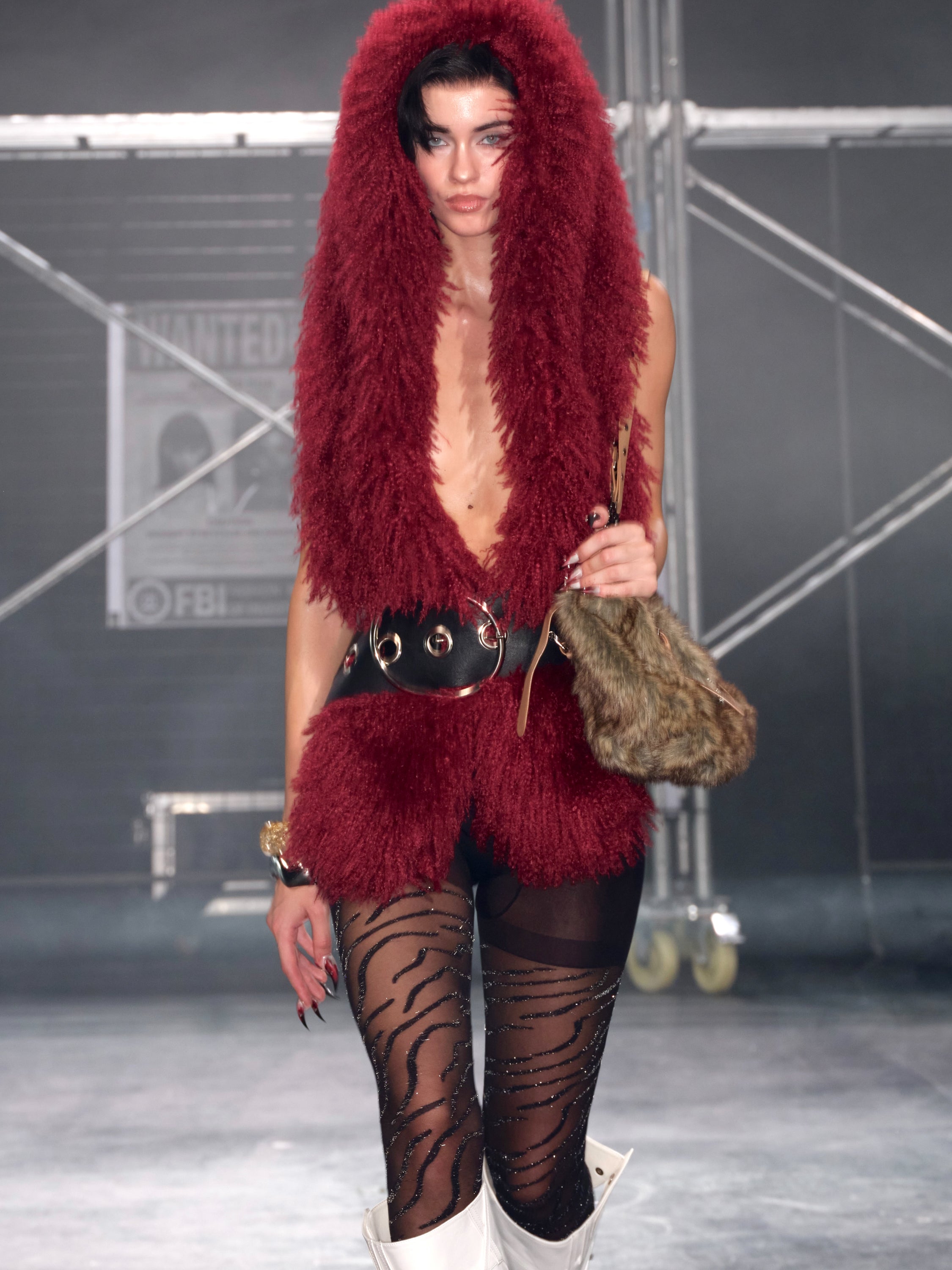 Wildfire Hooded Wrap Top (With Belt) Red