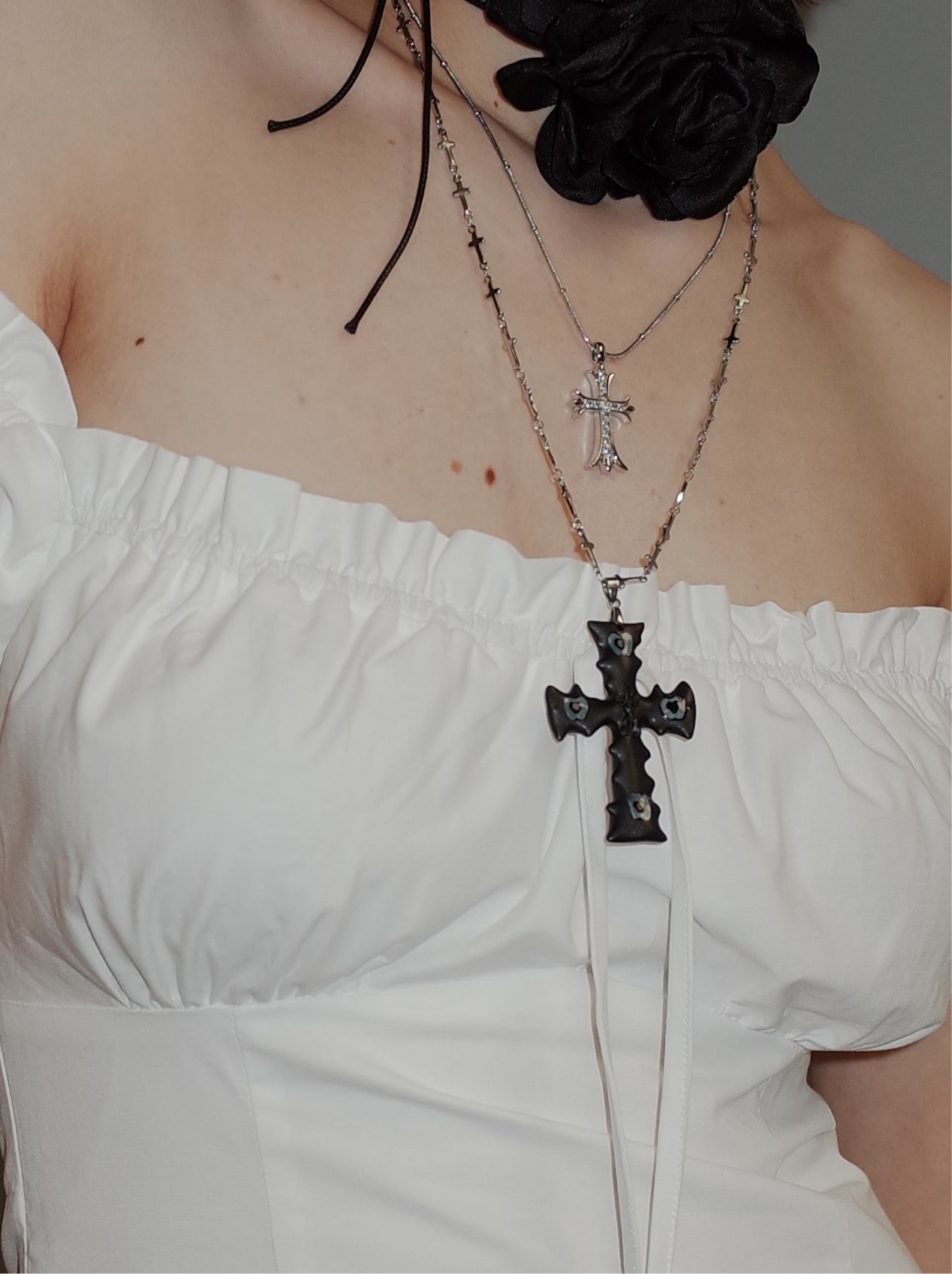 Black Cross  Punk Necklace