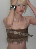 Thea Faux Fur Chain Top Brown