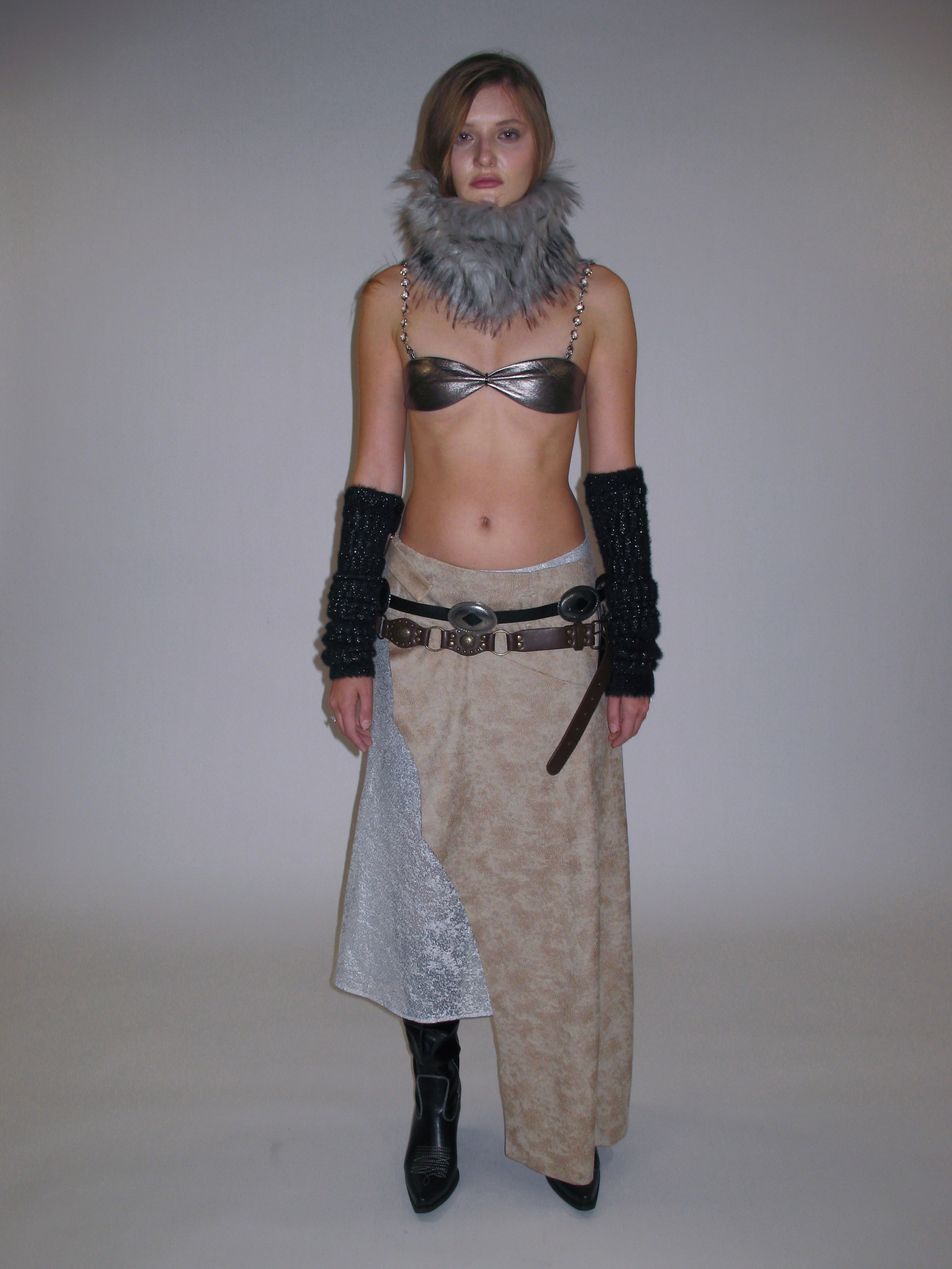 Gray Plush Faux Fur Neckwarmer