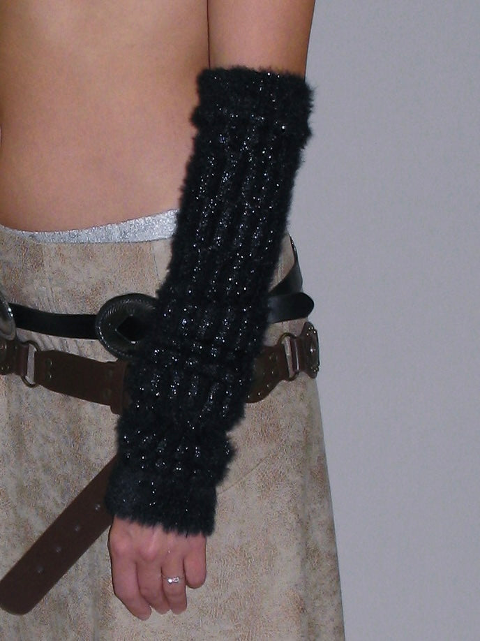 Fuzzy Knitted Shimmer Arm Warmer