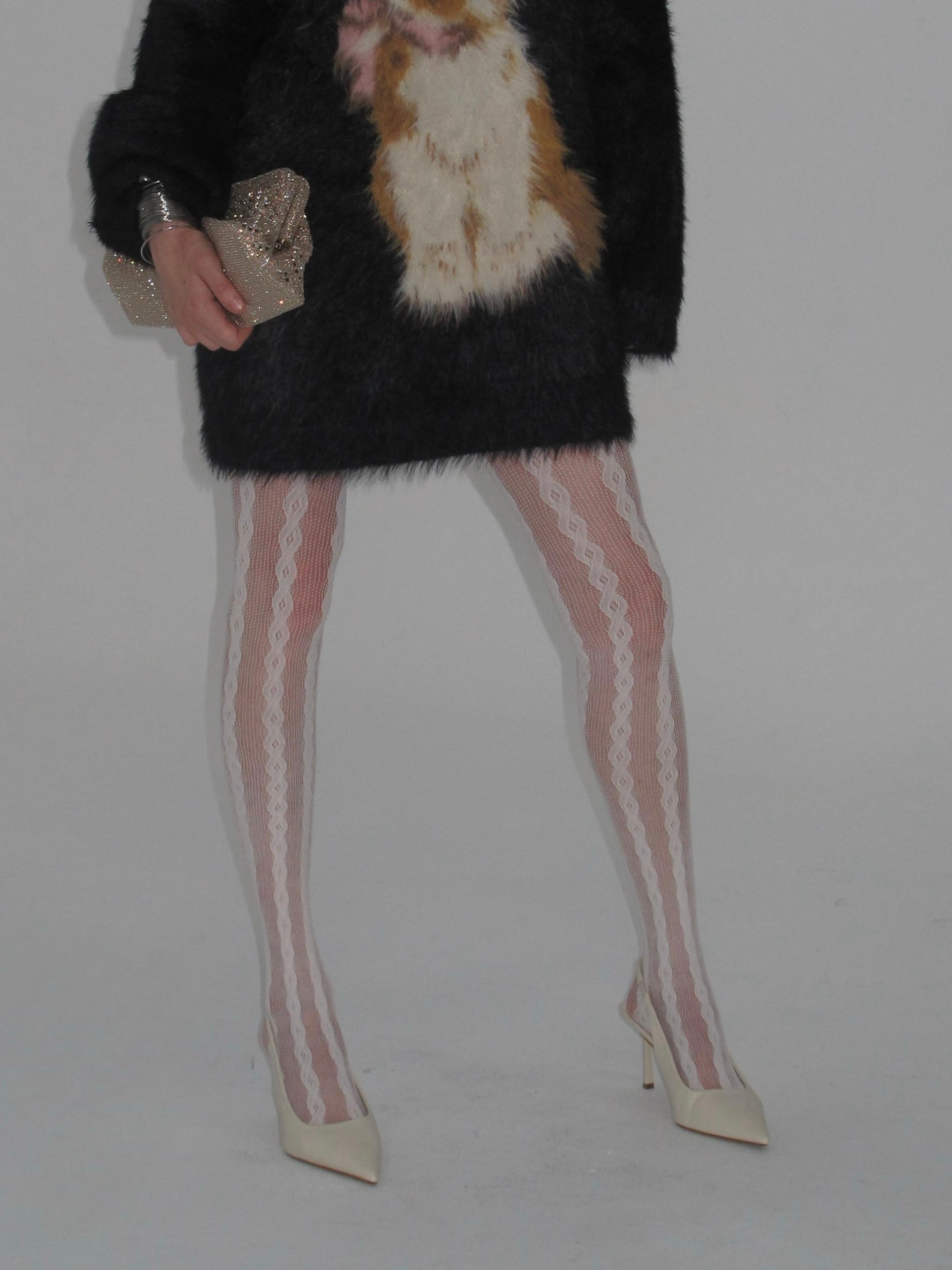 Cable Jacquard Fishnet Tights