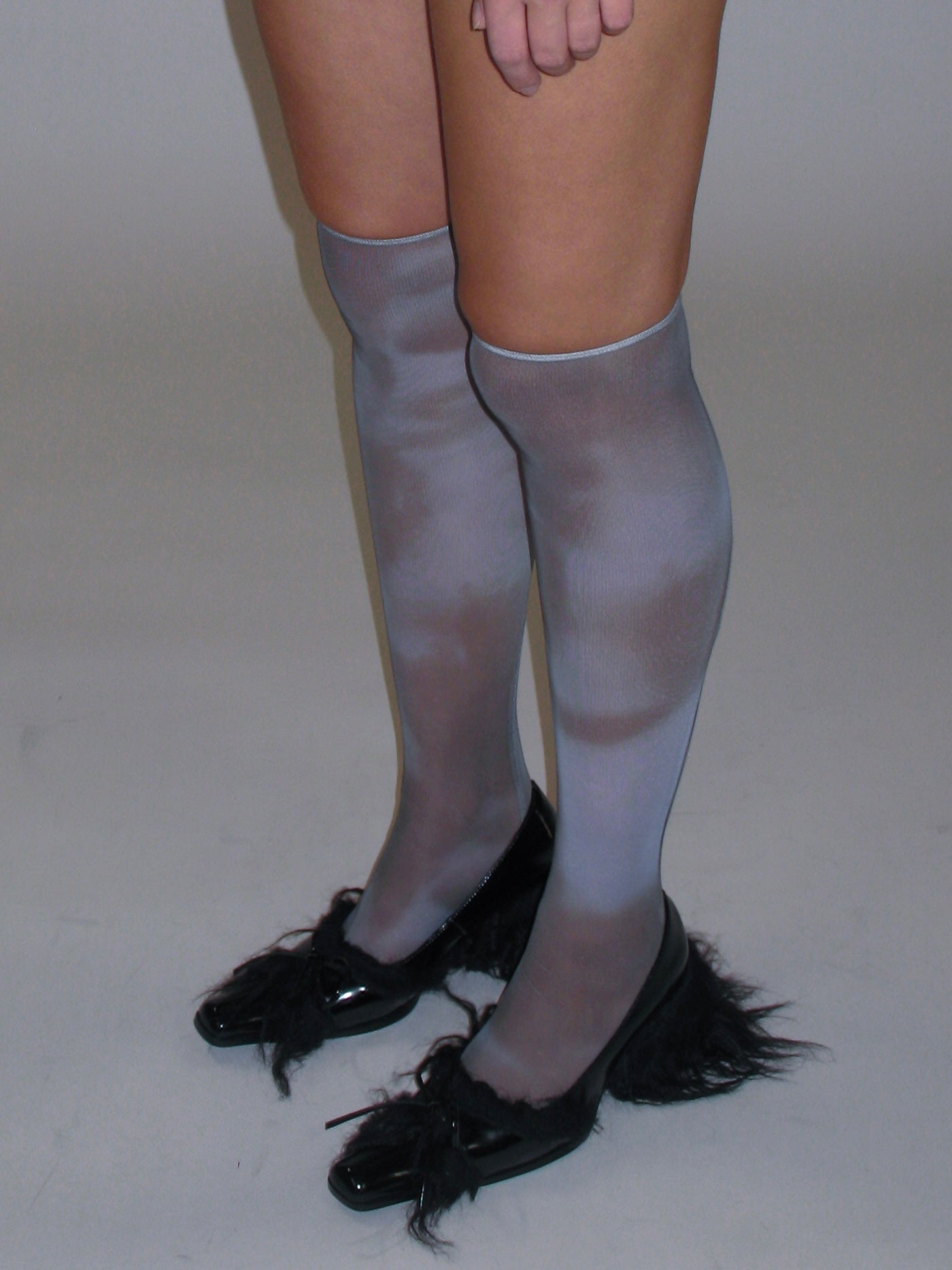 Sheer Print Calf-High Socks/ Blue