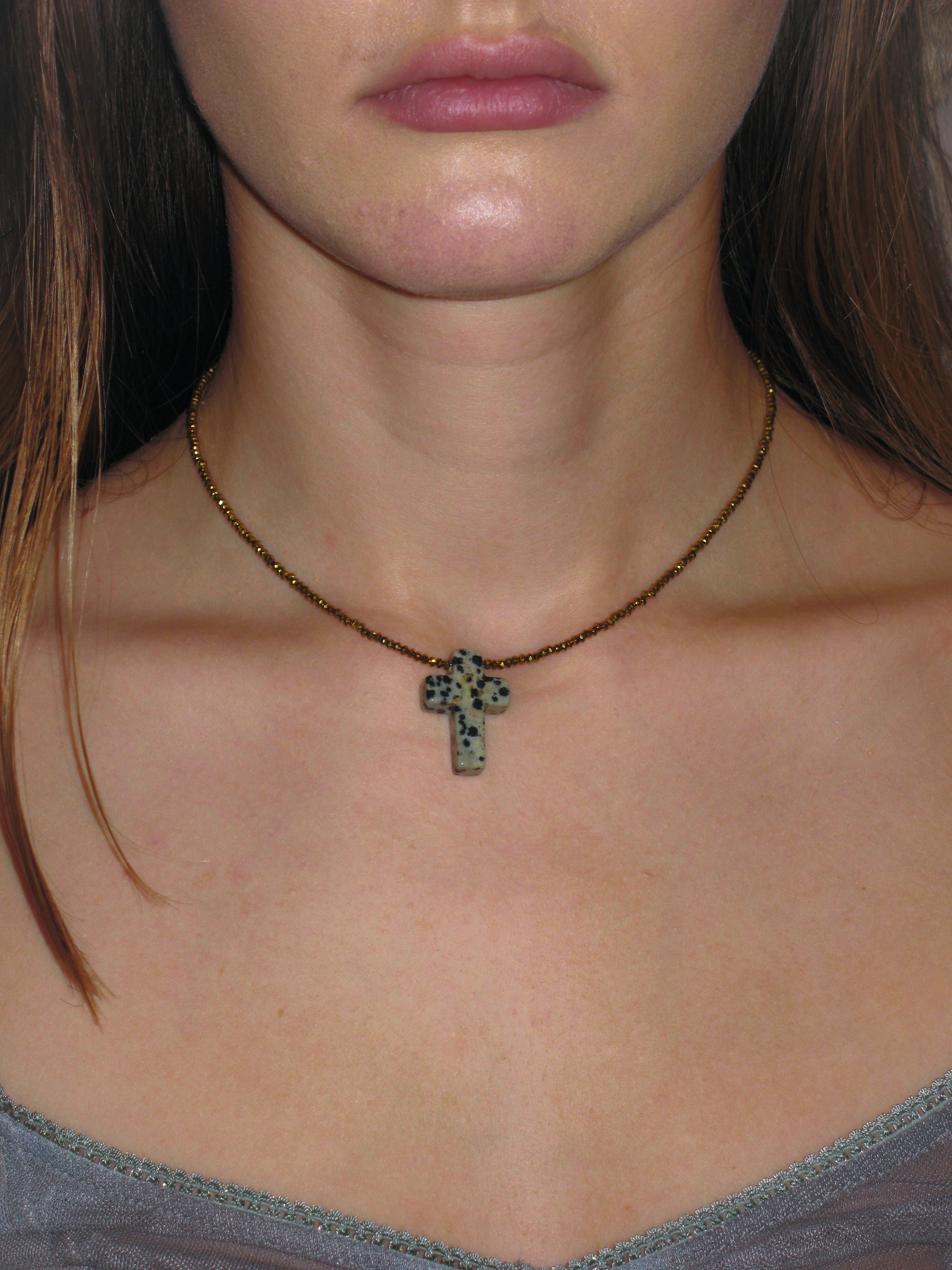 Multicolor Stone Cross Necklace