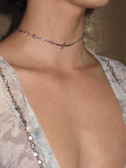Astra Sideways Cross Choker /Pink