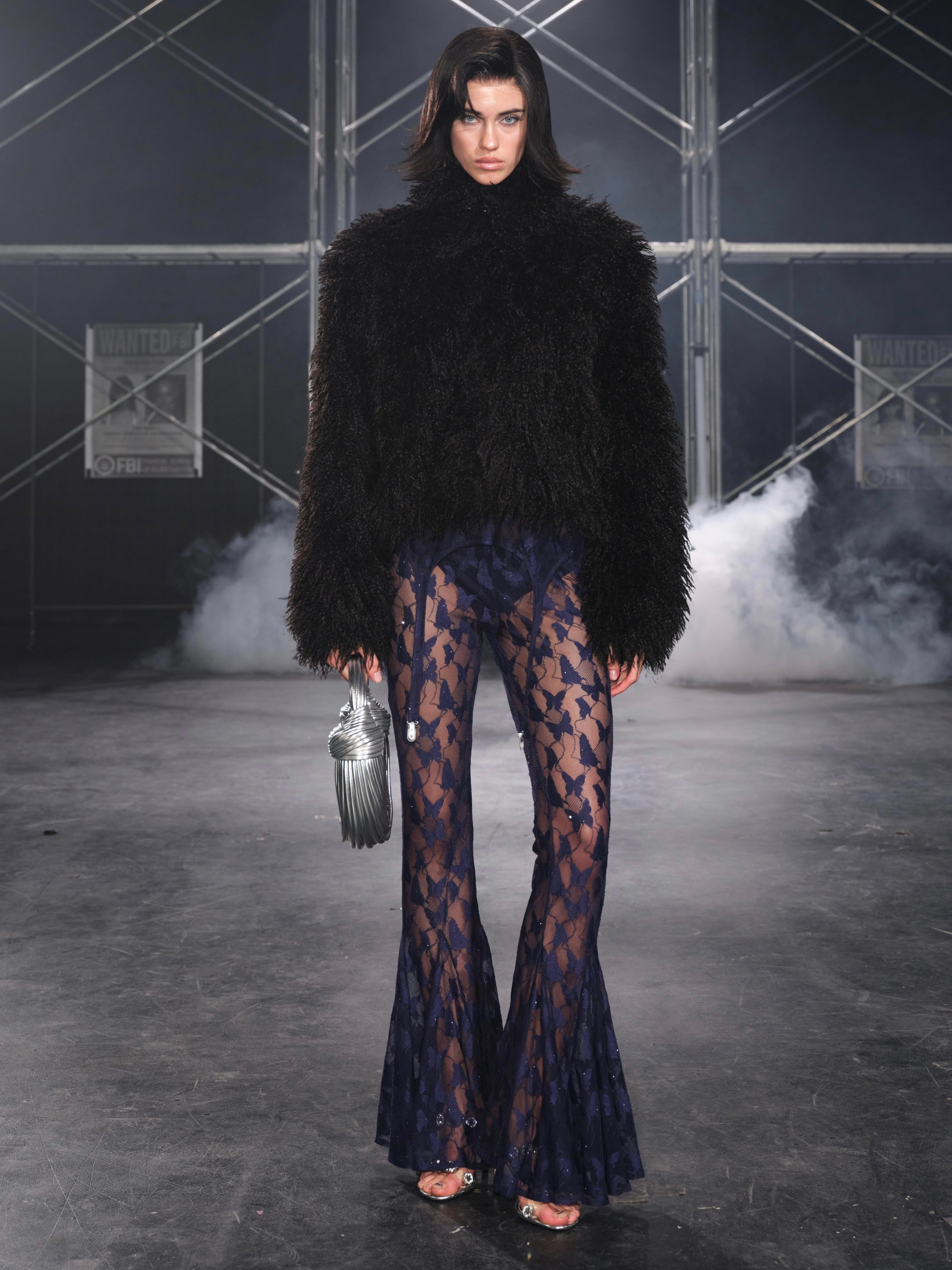 Butterfly Mesh Flare Pants
