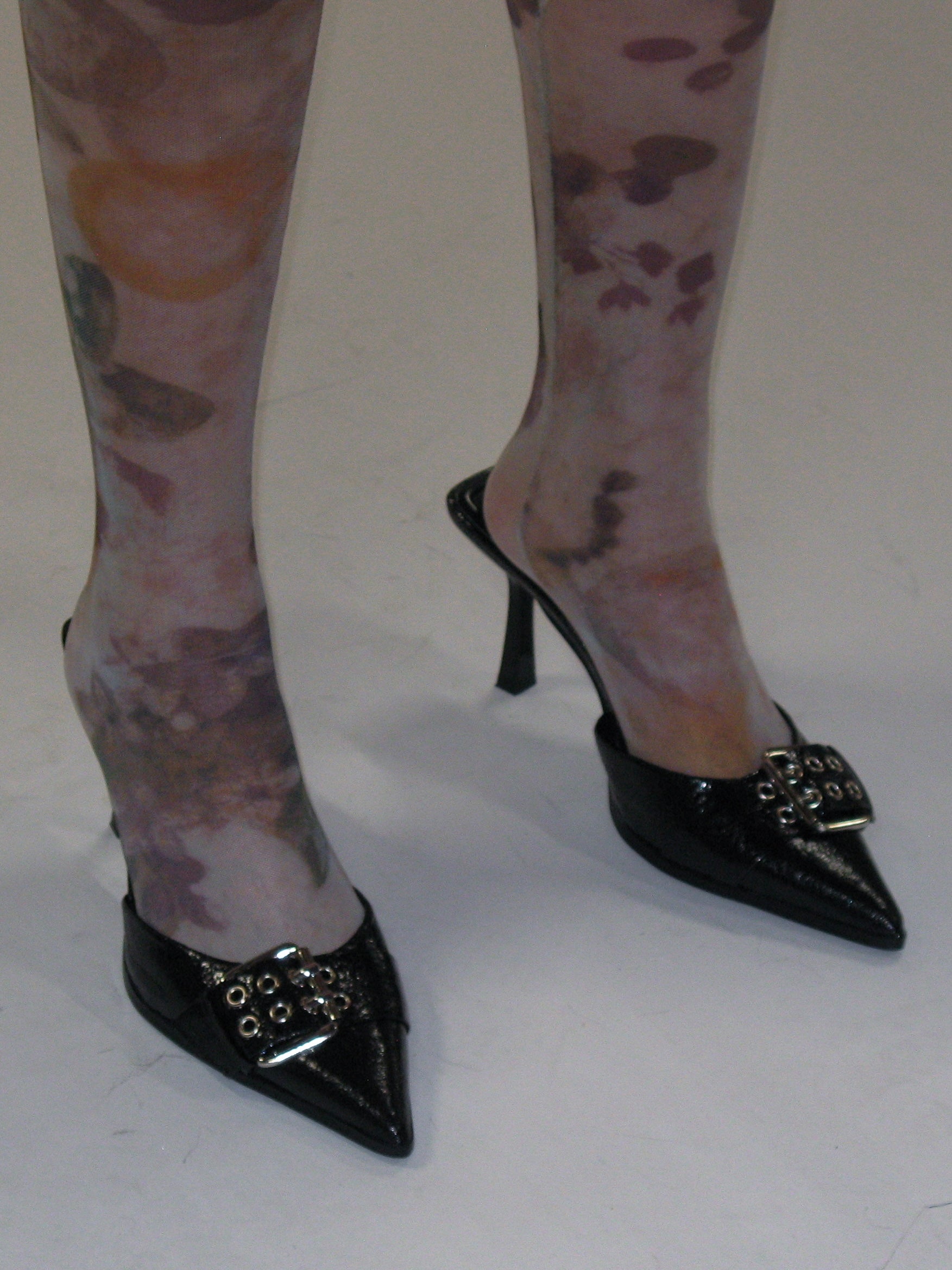 Sheer Print Calf-High Socks/ Beige