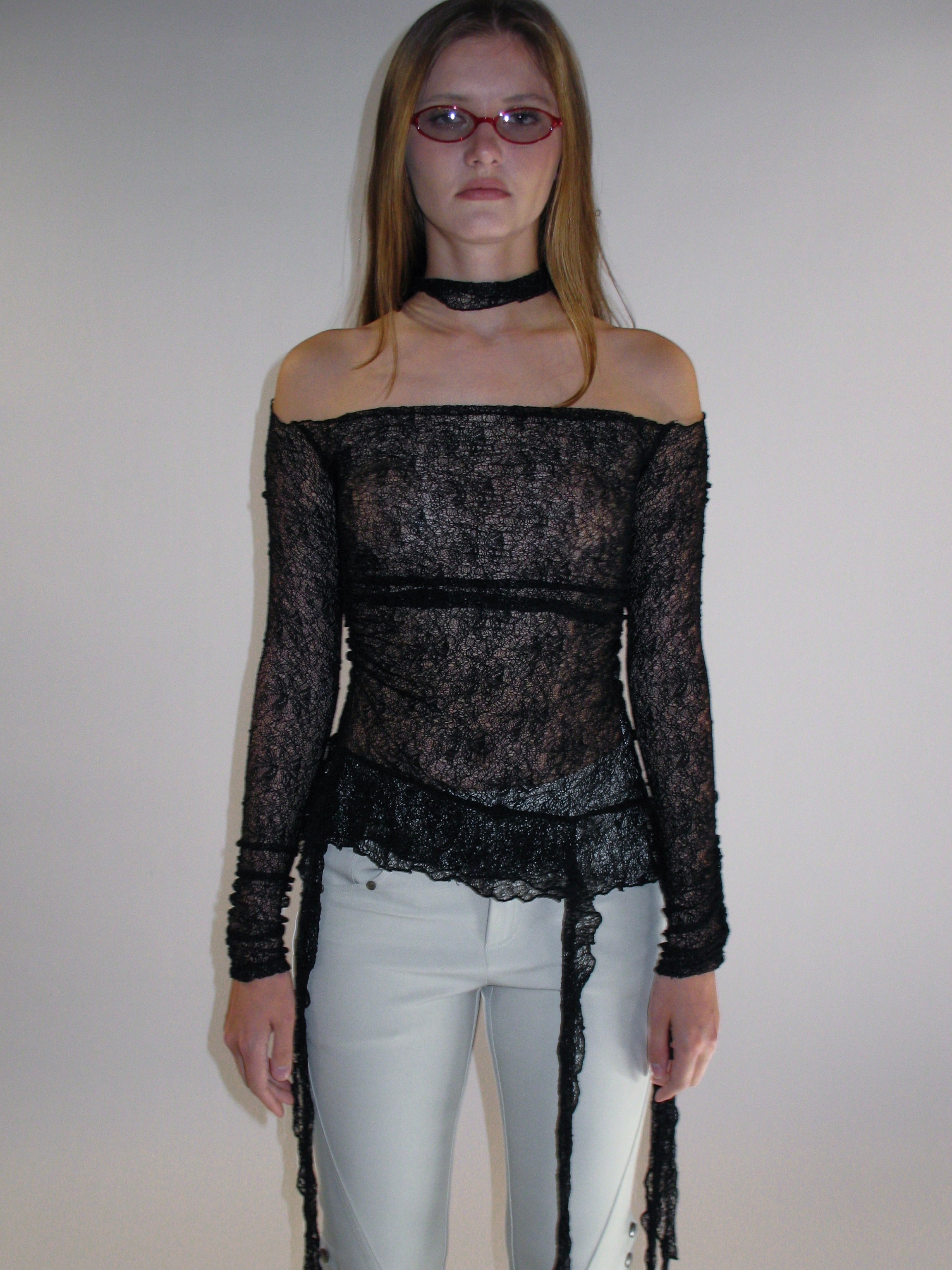 Gossamer Off-Shoulder Sheer Top