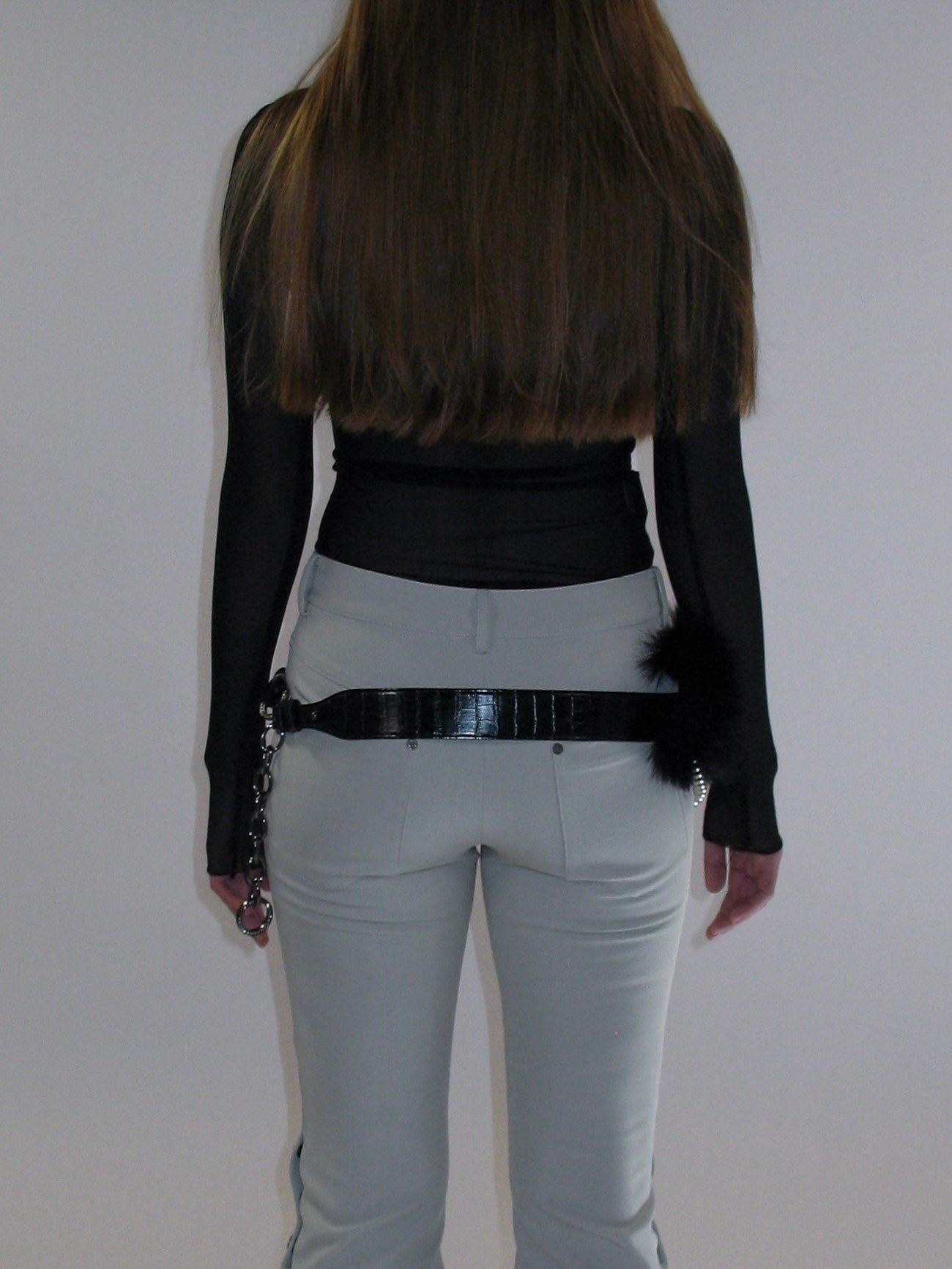 Side Button Capri Pants/ White