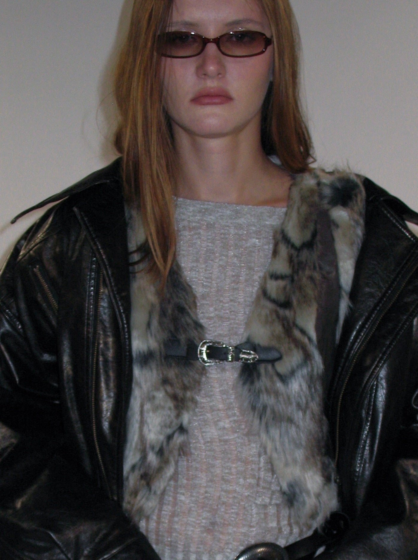 Moto Chic Faux Fur Buckle Vest