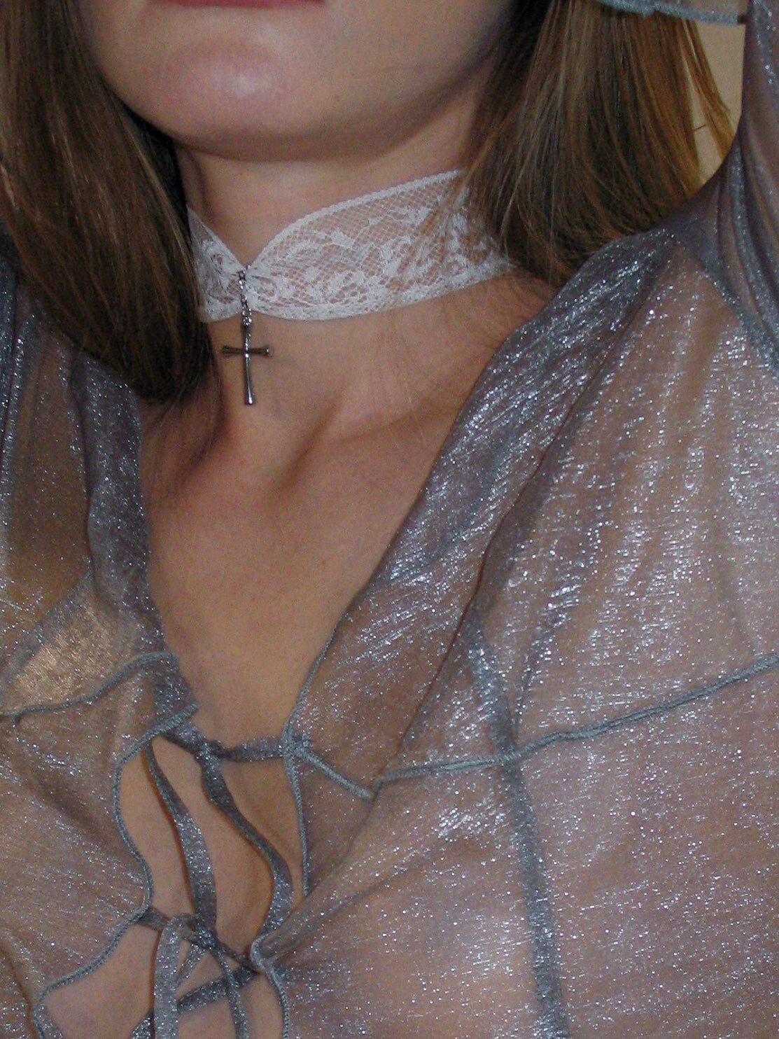 Gothic Lace Cross Choker/ White