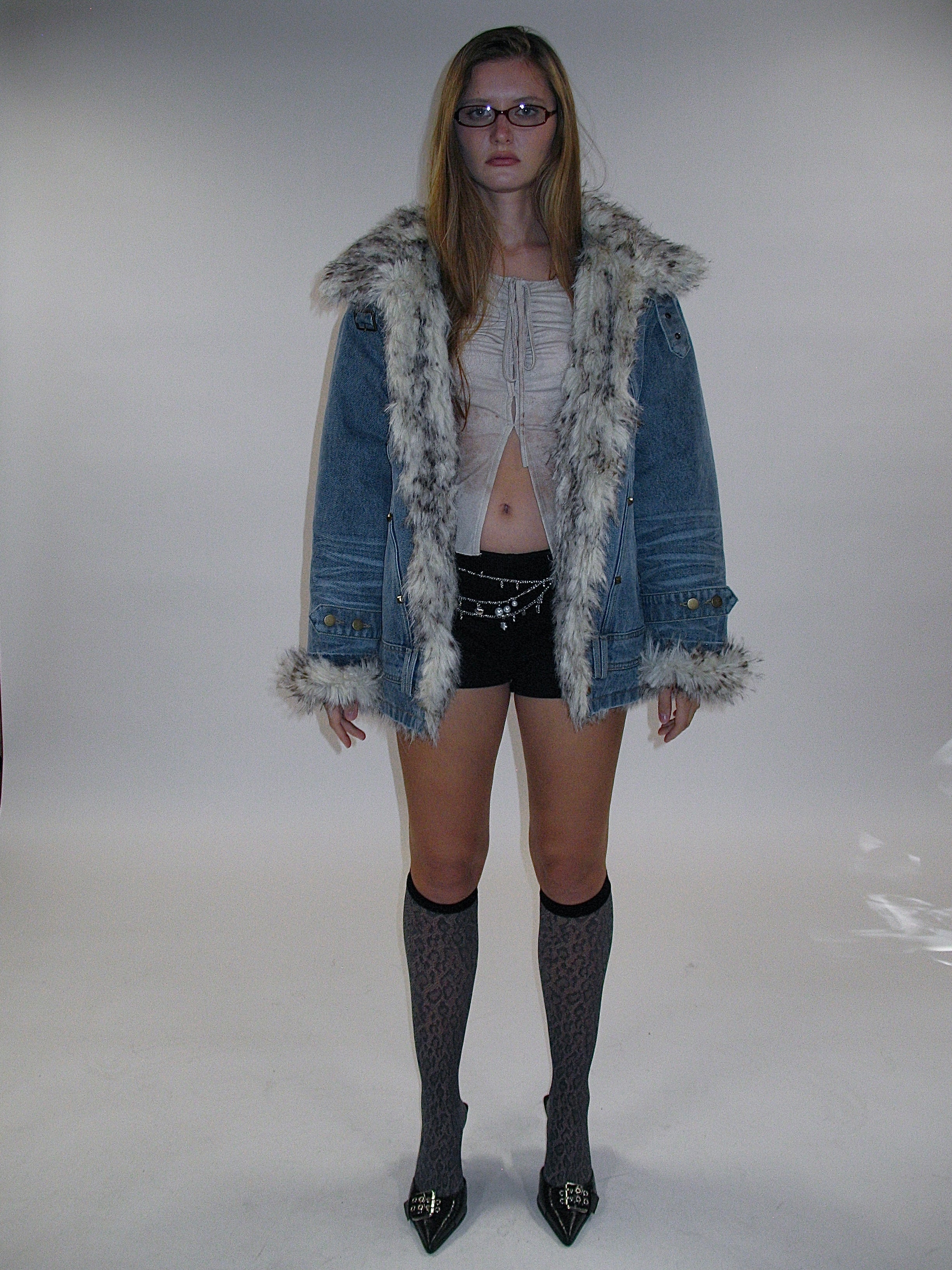 Edge Fusion Faux Fur Denim Jacket