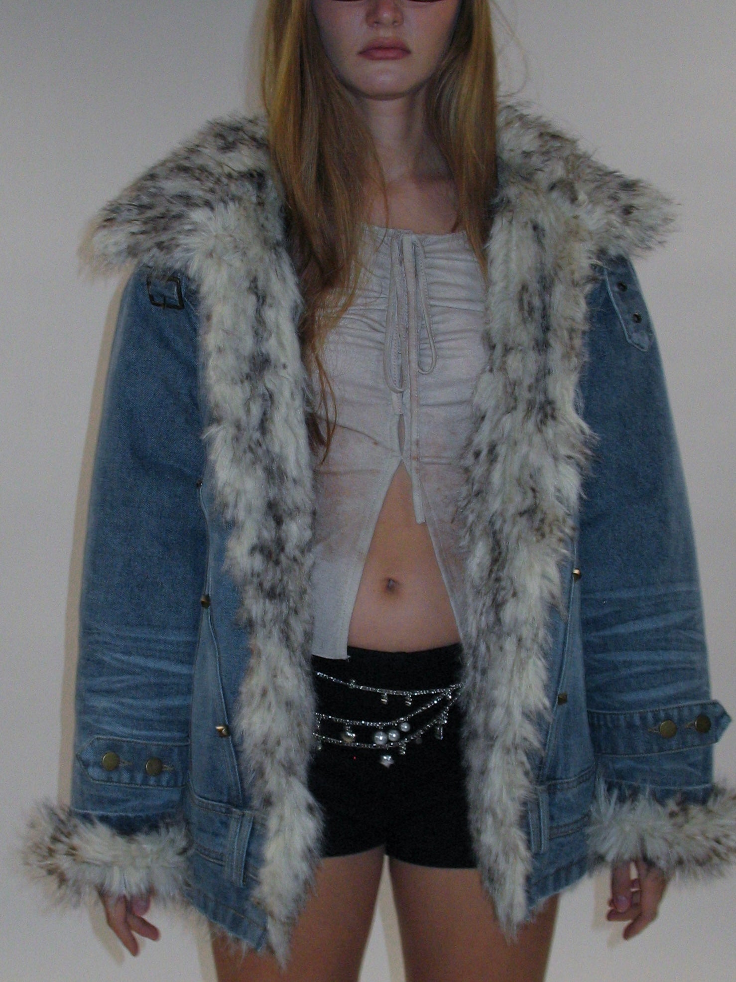 Edge Fusion Faux Fur Denim Jacket