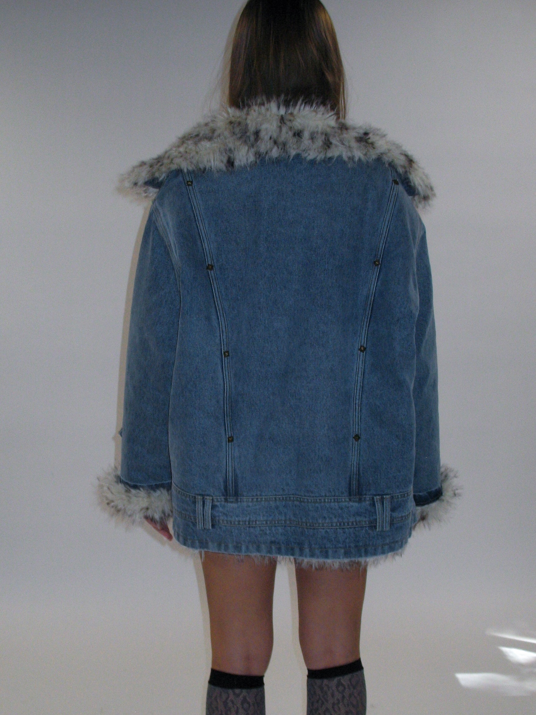 Edge Fusion Faux Fur Denim Jacket