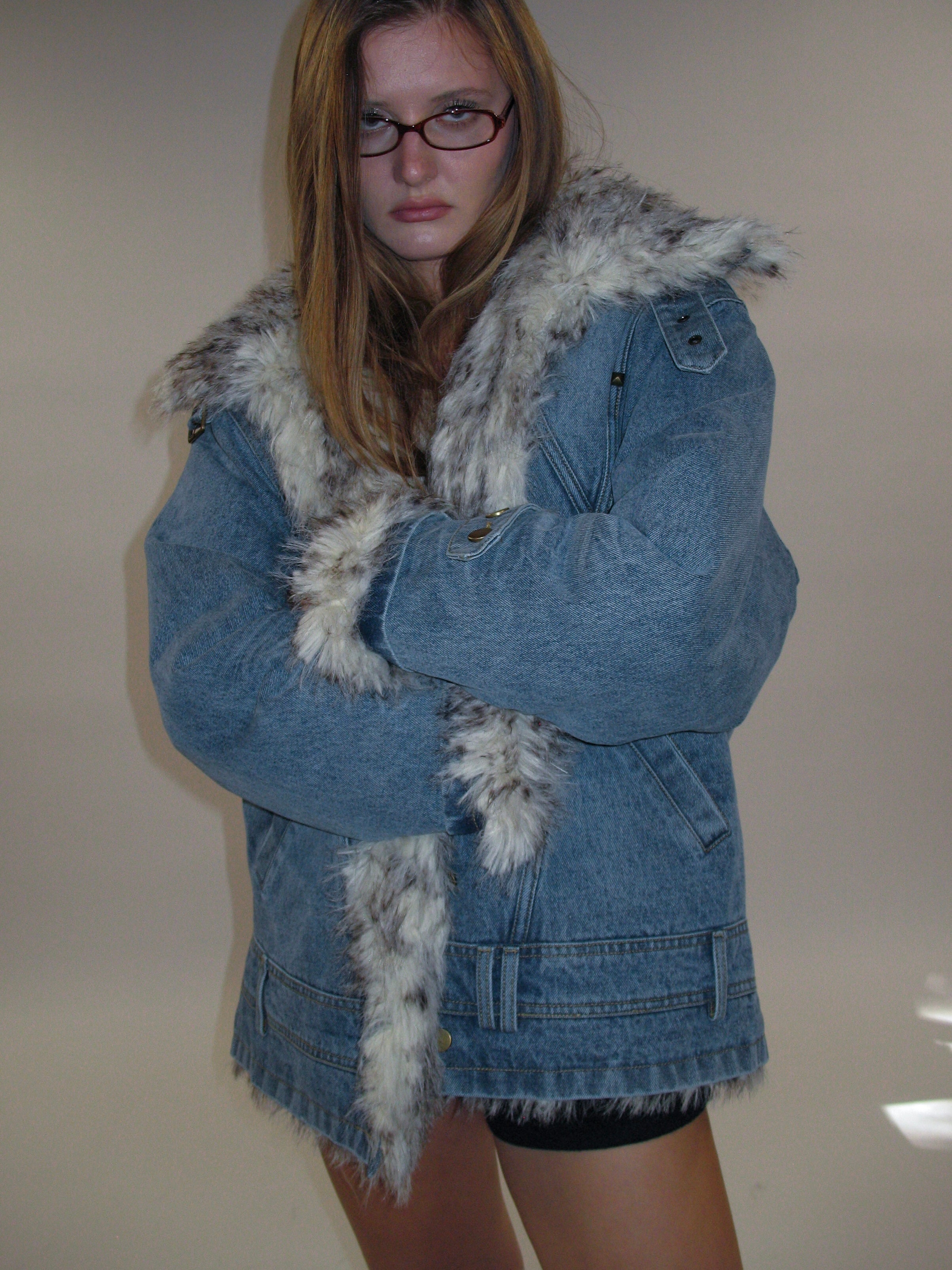 Edge Fusion Faux Fur Denim Jacket