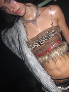 Thea Faux Fur Chain Top Brown
