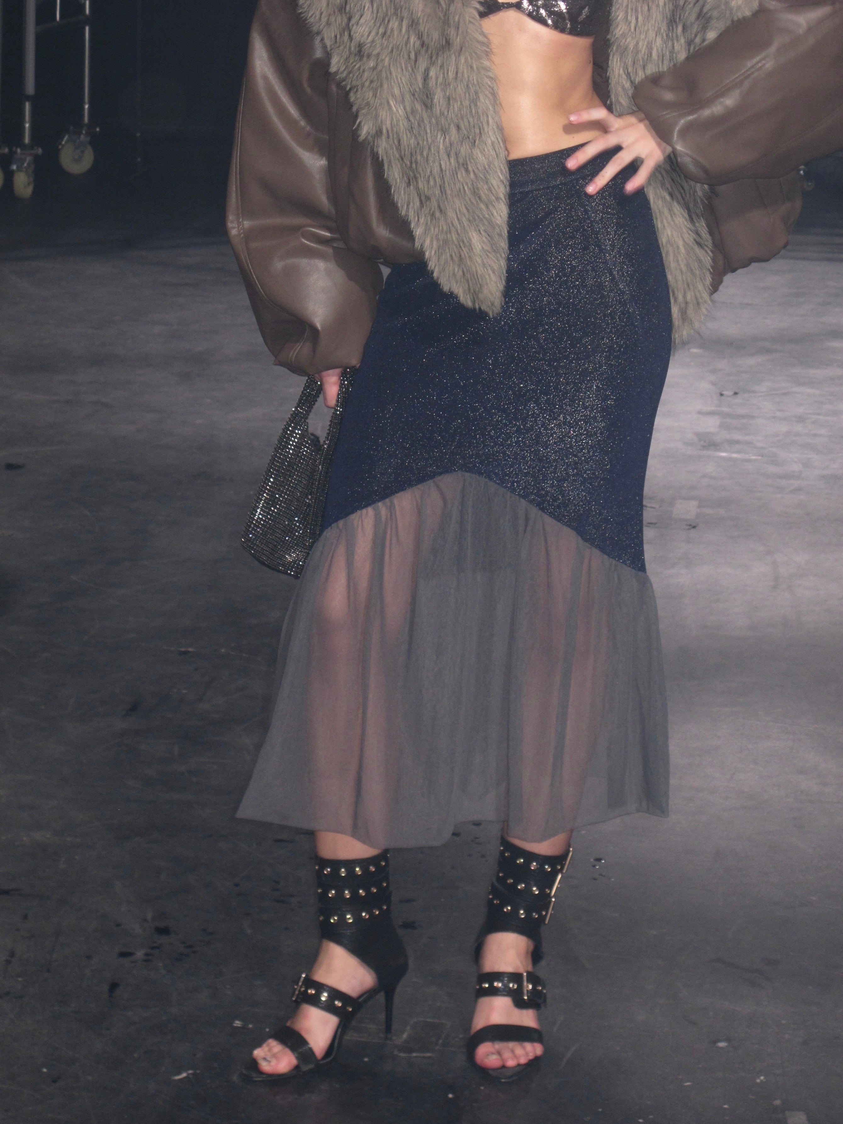 Luna Sheer Mesh Skirt Navy